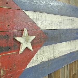 3D Cuban Flag, rustic, reclaimed wood, distressed, weathered, vintage, pallet wood, home decor, wall hanging, wall art, Cuba, Havana, Castro