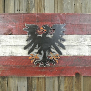 3D Republic of Austria Flag, Wall Art, Reclaimed Wood, Home Decor, Central Europe, Europe, Austrian Coat of Arms