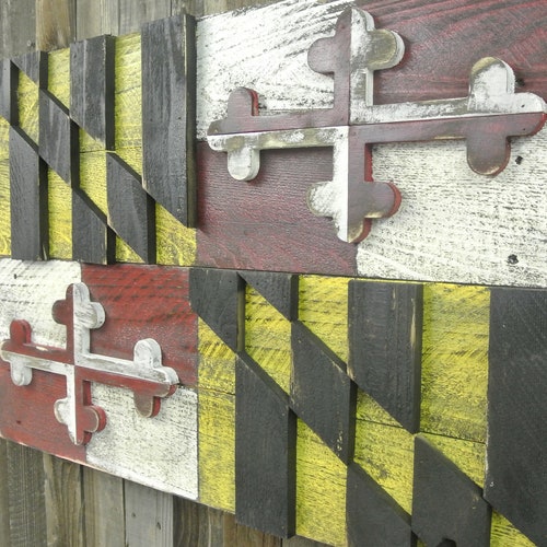 3D Reclaimed Wood Maryland Flag Distressed Wall Hanging Etsy