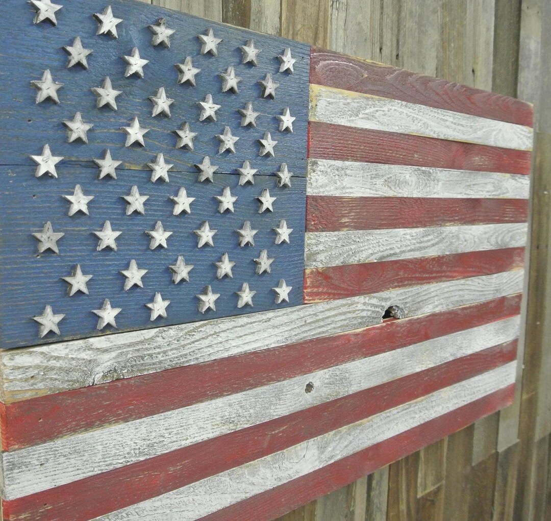 Rustic American Flag Wall Art Handmade Wood Home Decor - Etsy