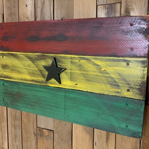 3D Republic of Ghana flag, wall art, reclaimed wood, home decor, Accra, West Africa, African, The Black Stars,