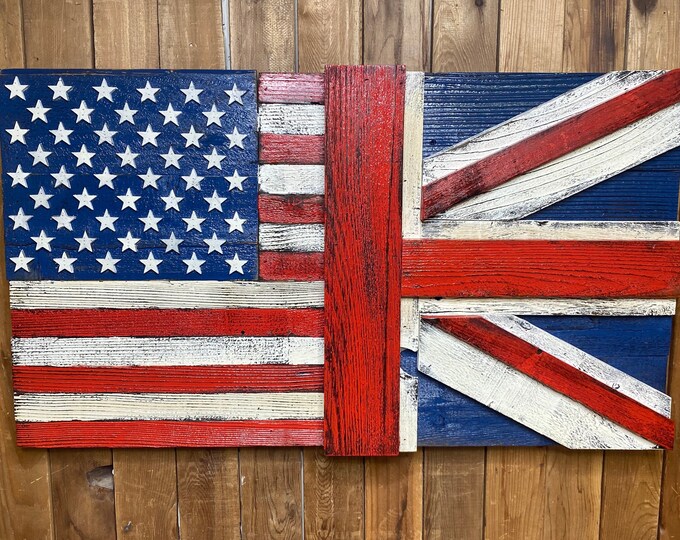 3D Distressed US/UK Hybrid Flag British Flag US Flag Star - Etsy
