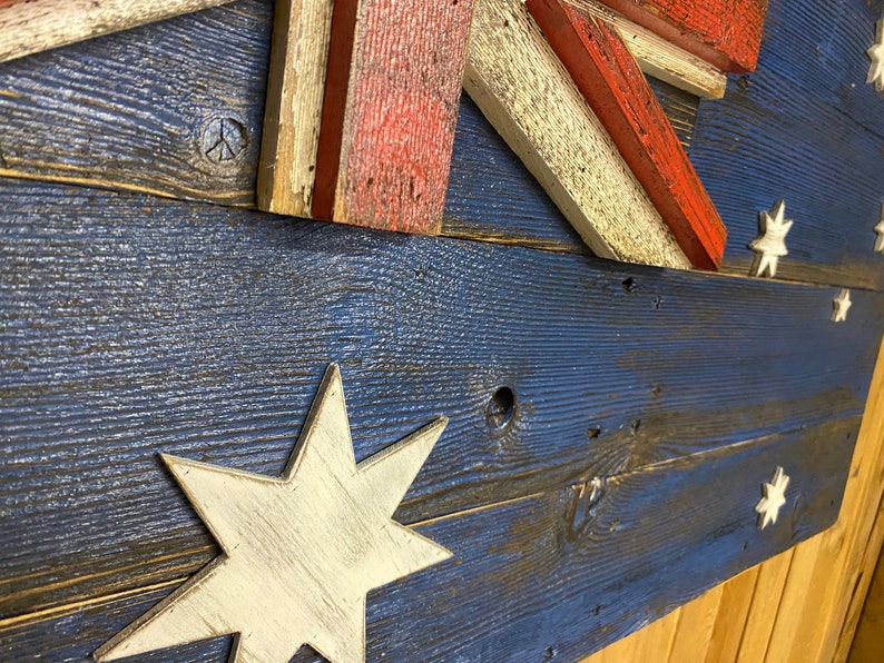 3D Australian Flag Reclaimed Wood Distressed Wall Art Home Etsy