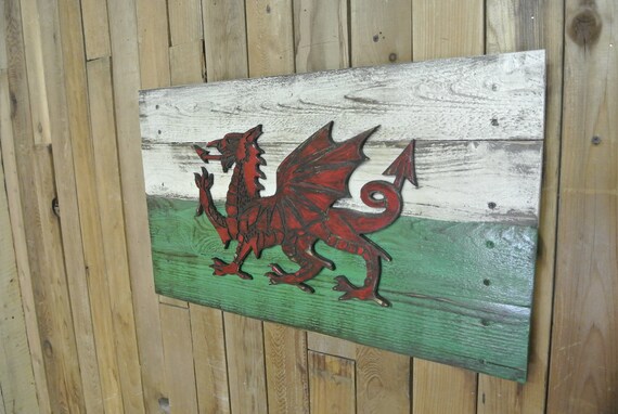 3d Wales Flag Hand Carved Dragon Welsh Red Dragon Tudor Etsy