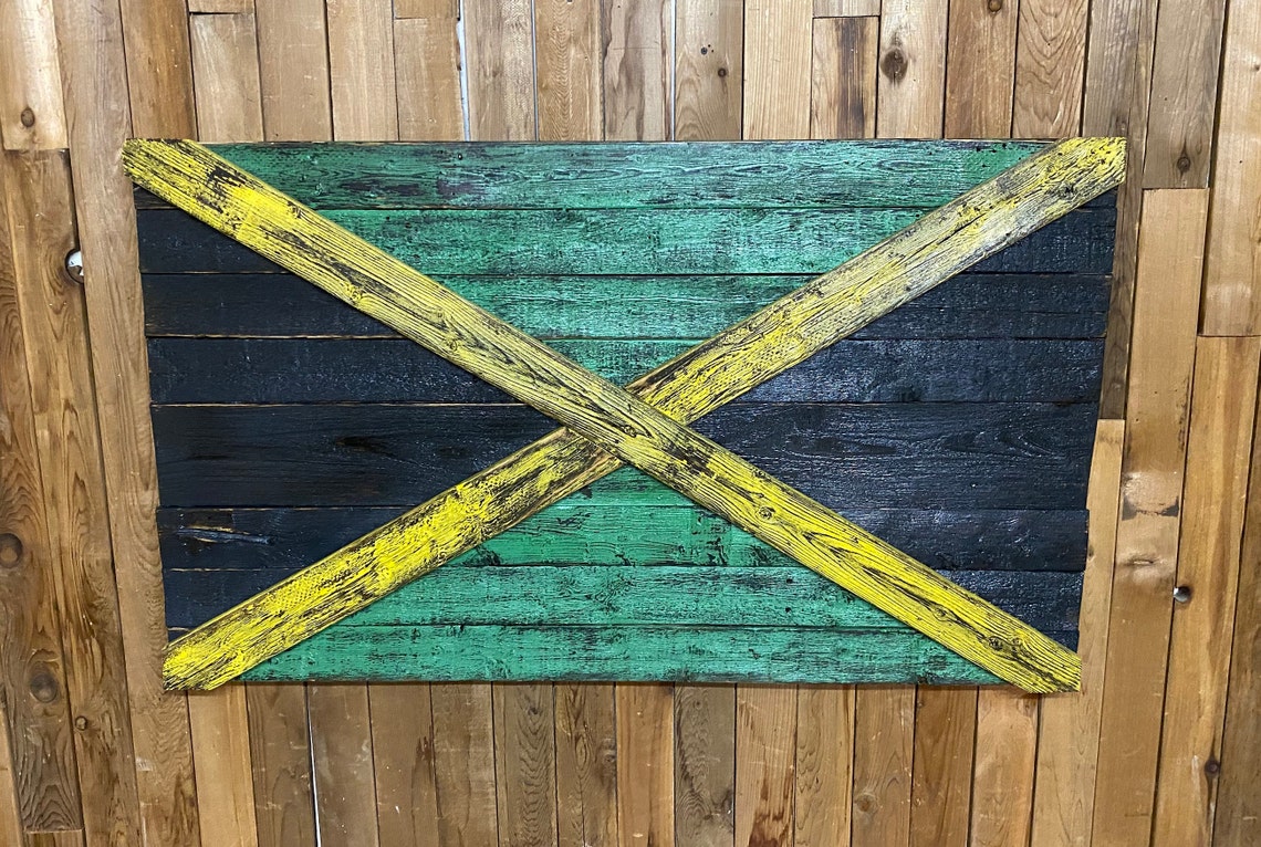 3D Jamaican Flag Jamaica Country Flag Reclaimed Wood Etsy