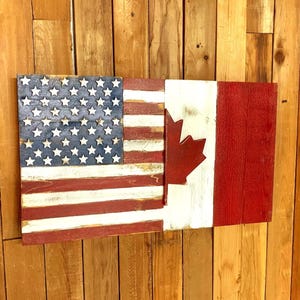 Dubbel USA Kanada Hybrid Träflagga Väggdekoration