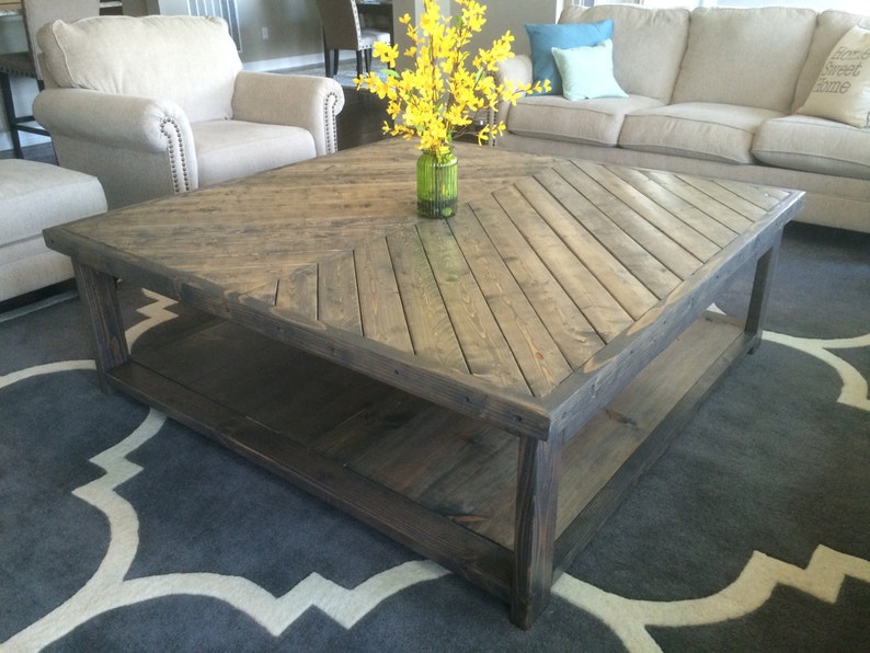 High End Chevron Coffee Table, Unique, Handmade, Solid Wood, Custom, Furniture, Home Decor, Living Room, Family Room, One of a Kind image 1