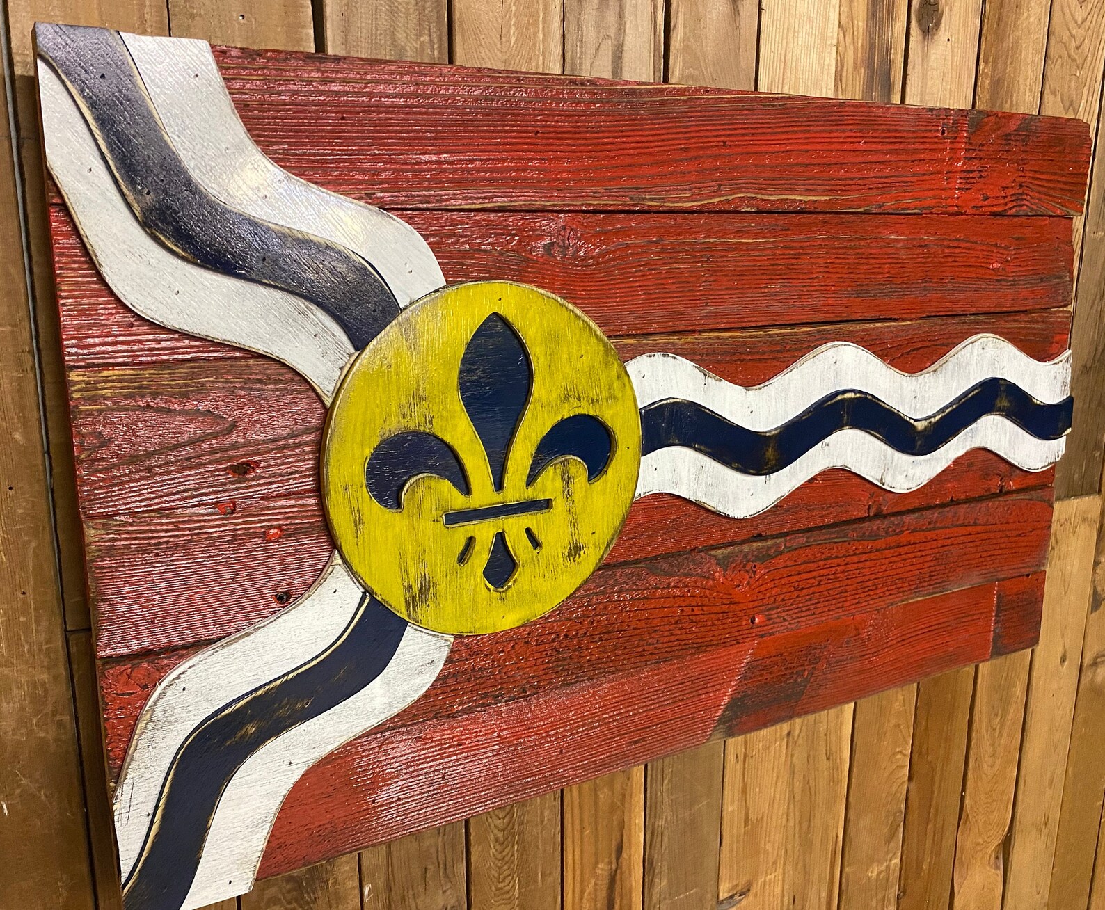 3D St Louis Flag Reclaimed Wood Distressed Wall Art STL - Etsy