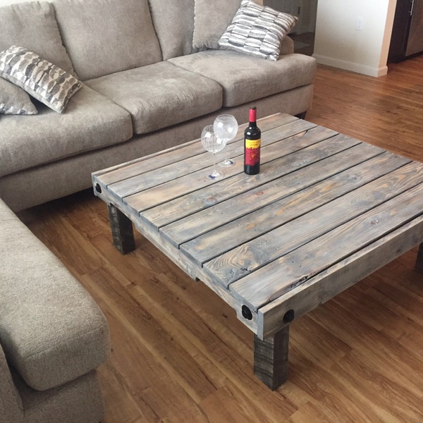 Rustic Reclaimed Pallet Wood Coffee Table, hand made, custom, furniture, family room, chic, living room,