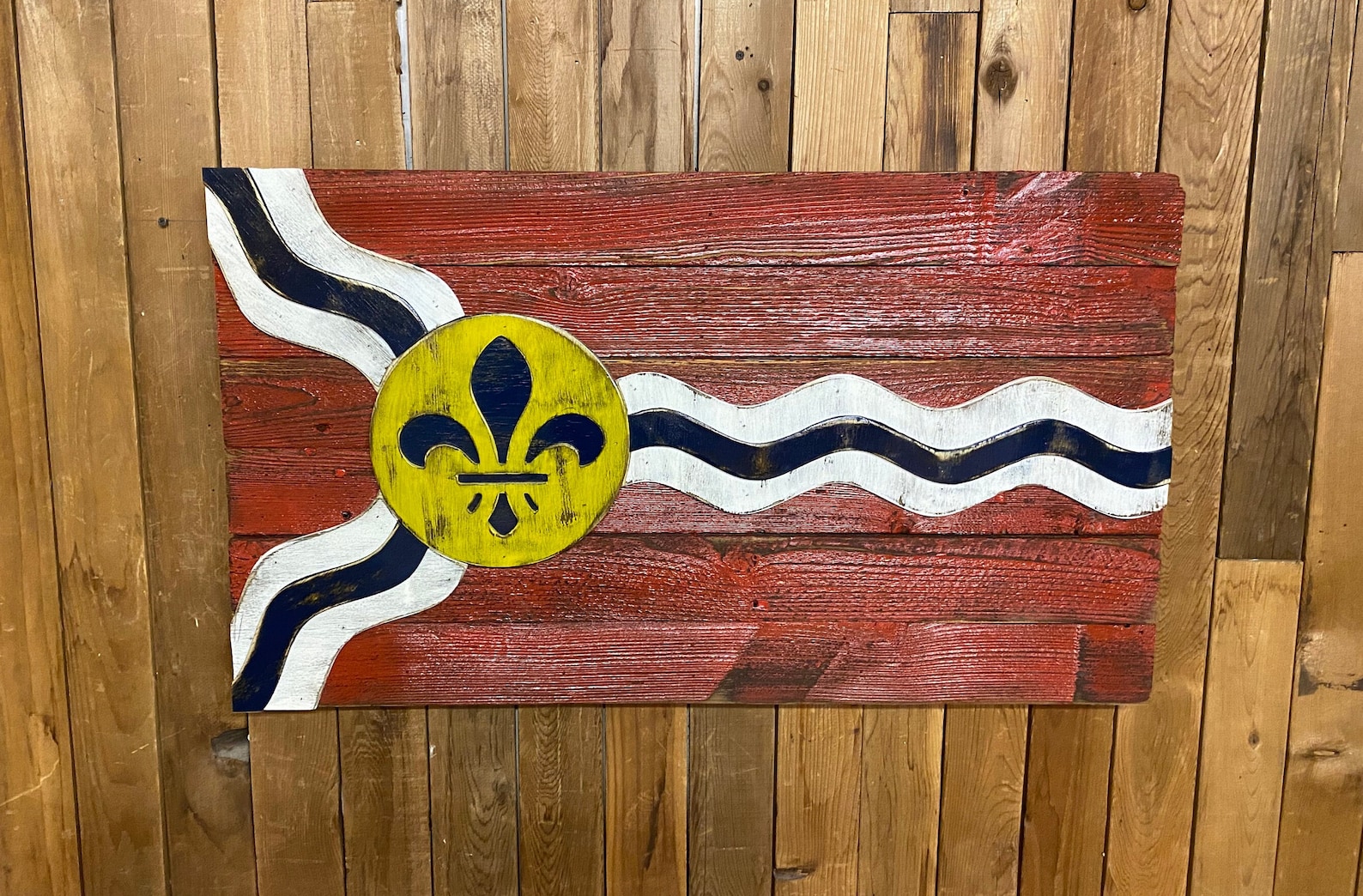 3D St Louis Flag Reclaimed Wood Distressed Wall Art STL - Etsy