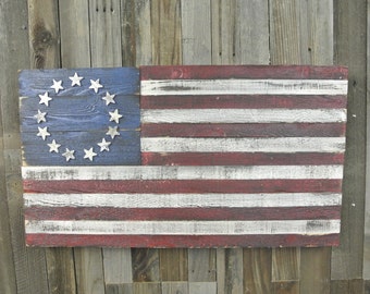 3D Betsy Ross Reclaimed Wood Flag, American flag, USA Flag, original US flag, flag art, wall hanging, handmade, gift, art, home decor