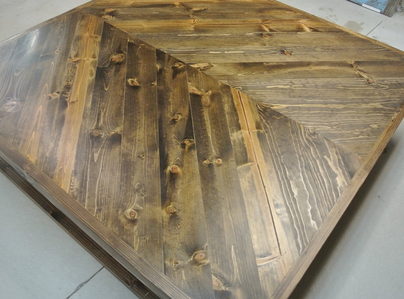 High End Chevron Coffee Table, Unique, Handmade, Solid Wood, Custom, Furniture, Home Decor, Living Room, Family Room, One of a Kind image 9