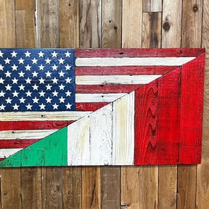 Italian American Hybrid Flag, distressed wall hanging, home decor.
