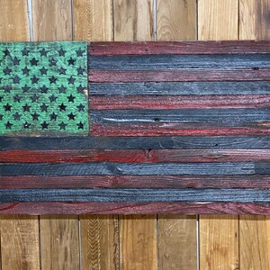 African American Hybrid Flag, distressed, reclaimed wood wall hanging.