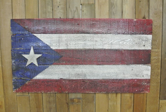 Rustic Puerto Rico Flag Reclaimed Wood Pallet Wood Etsy