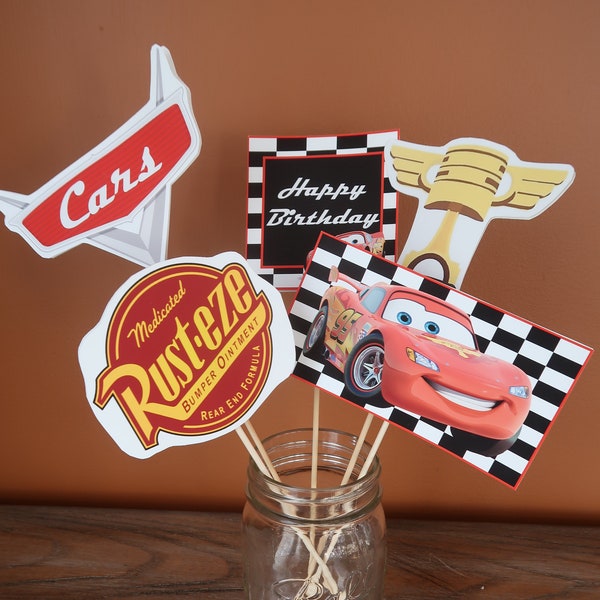 Disney Cars Themed Centerpiece Skewers - Lightening McQueen - Disney Cars Movie  - Birthday Centerpieces
