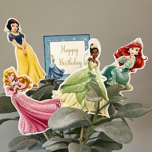 Disney Princess Theme - Centerpiece Skewers - Birthday Centerpieces - Cinderella, Belle, Aurora, Ariel, Tiana, Elsa, Jasmine, Rapunzel, etc.