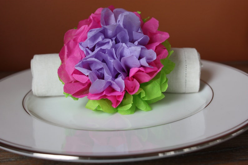 Tissue Paper Flowers Napkin Rings Party Favors Decoration Etsy