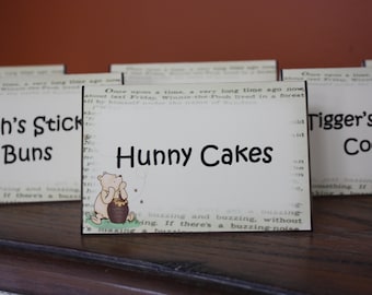 Winnie the Pooh and Friends Themed Food Tent Cards - Customizable - Sold in Lots of 6 - Classic Winnie the Pooh