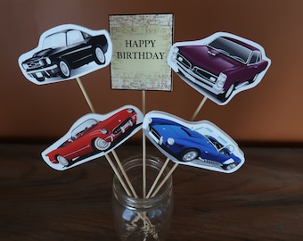 Antique / Vintage Car Theme - Centerpiece Skewers - Mustang, Corvette, GTO, Cobra