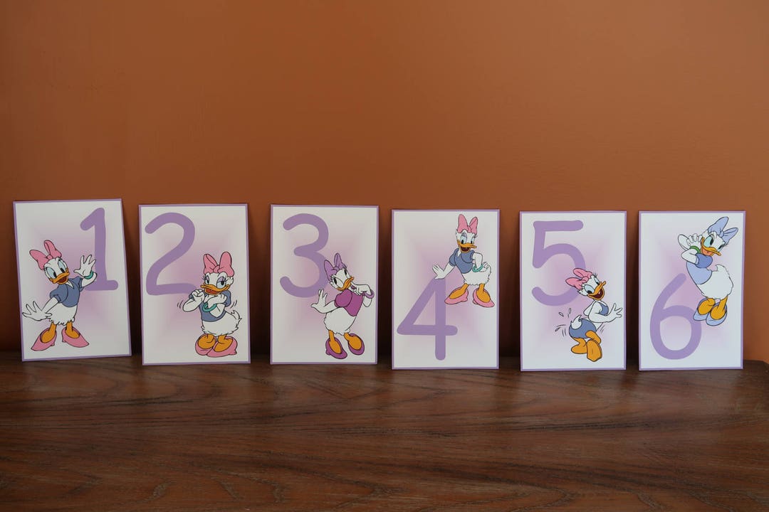 Daisy Duck Table Number Cards (mickey's Friends, Daisy, Disney, Purple ...