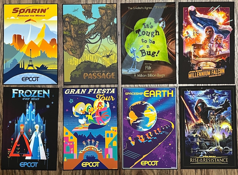 Posters Cartes Walt Disney World 4 X 6 Rides - Manèges et attractions Disney World - Magic Kingdom, Epcot, Hollywood Studios, Animal Kingdom image 5