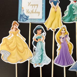 Disney Princess Theme - Centerpiece Skewers - Birthday Centerpieces - Cinderella, Belle, Aurora, Ariel, Tiana, Elsa, Jasmine, Rapunzel, etc. image 6