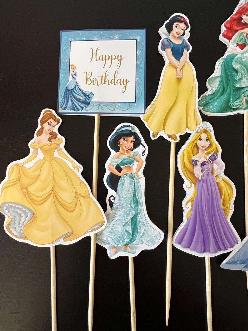 Disney Princess Theme - Centerpiece Skewers - Birthday Centerpieces - Cinderella, Belle, Aurora, Ariel, Tiana, Elsa, Jasmine, Rapunzel, etc. image 6