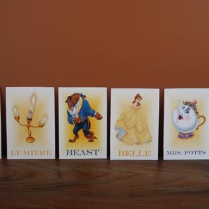 Beauty and the Beast Table Character Cards **Princess Belle, Beast, Lumiere, Cogsworth, Mrs. Potts, Chip, etc.**