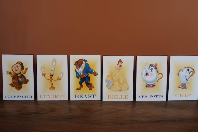 Beauty and the Beast Table Character Cards princess Belle Etsy