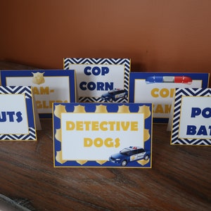 Police Themed Food Tent Cards - Customizable - Sold in Lots of 6