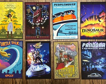 Walt Disney World 5X7 SIZE Ride Posters Cards - Disney World Rides