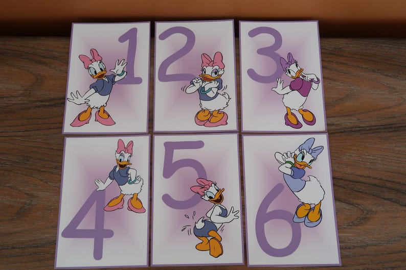 Daisy Duck Table Number Cards (mickey's Friends, Daisy, Disney, Purple ...