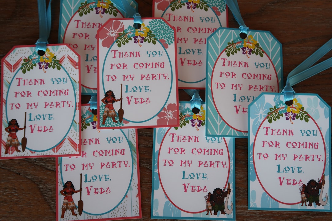 Disney's Moana Themed Favor Tags CUSTOMIZABLE Favor Tags-gift Tag-thank ...