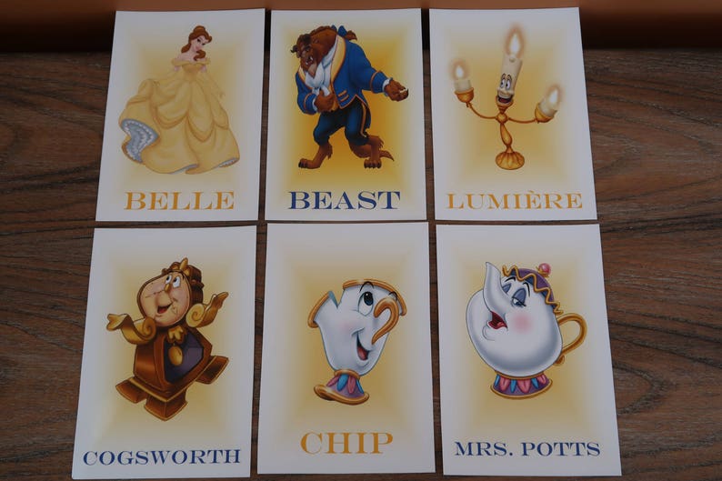 Beauty and the Beast Table Character Cards princess Belle Etsy