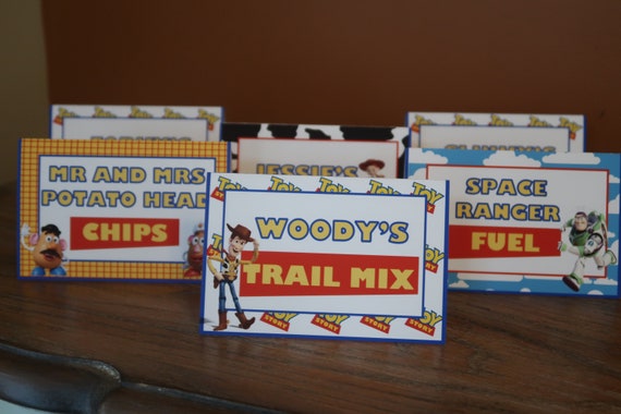 Toy Story Themed Food Tent Cards Customizable Disney Woody
