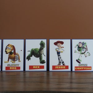 Disney Toy Story Theme Table Character Cards - Woody, Buzz, Jessie, Rex, Slinky, Potato Head, Forky, Bo Peep