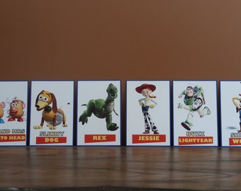 Disney Toy Story Theme Table Character Cards - Woody, Buzz, Jessie, Rex, Slinky, Potato Head, Forky, Bo Peep