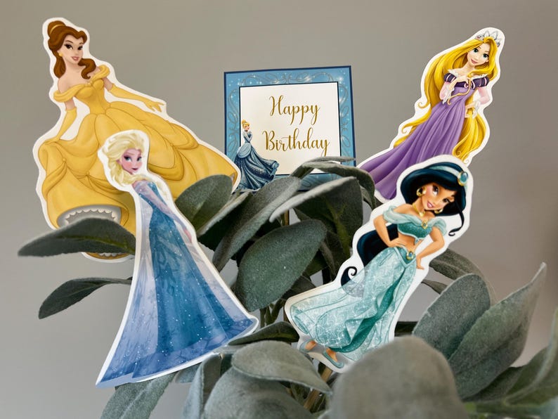 Disney Princess Theme - Centerpiece Skewers - Birthday Centerpieces - Cinderella, Belle, Aurora, Ariel, Tiana, Elsa, Jasmine, Rapunzel, etc. image 4