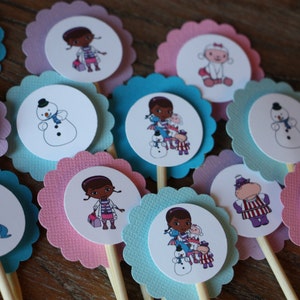 Doc McStuffins Themed Cupcake Toppers - Set of 12 (Doc, Stuffy, Lambie, Hallie, Chillie)