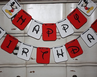 Mickey Mouse Themed Banner - Happy Birthday Banner - Customizeable