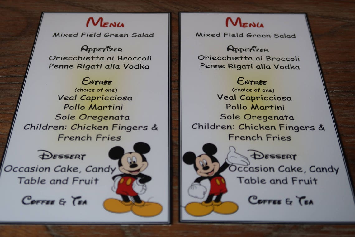 Mickey Mouse Theme Menu customizable Sold in Lots of Etsy
