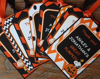 Peanuts Great Pumpkin / Halloween Themed Party *** CUSTOMIZABLE *** Favor Tags - Gift Tags - Thank You Tags - Sold in Lots of 8