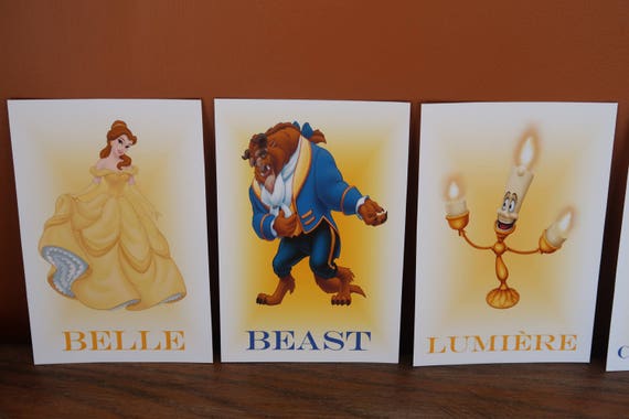 Beauty and the Beast Table Character Cards **princess Belle, Beast