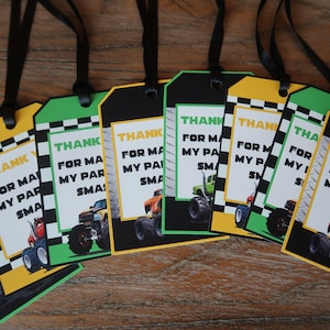 Monster Truck / Monster Jam Themed Party *** CUSTOMIZABLE *** Favor Tags - Gift Tags - Thank You Tags - Sold in Lots of 8