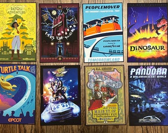 Walt Disney World 4X6 SIZE Ride Posters Cards - Disney World Rides