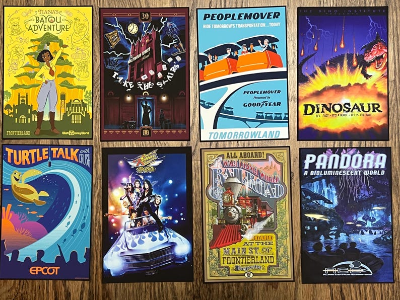 Posters Cartes Walt Disney World 4 X 6 Rides - Manèges et attractions Disney World - Magic Kingdom, Epcot, Hollywood Studios, Animal Kingdom image 6