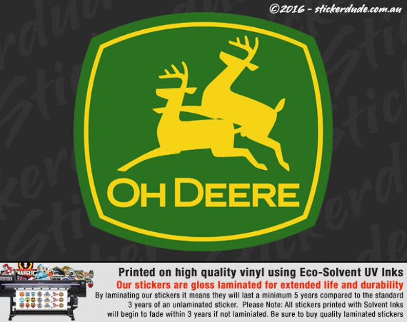 12cm Oh Deere vinyl sticker/decal for car 4x4 truck window Etsy