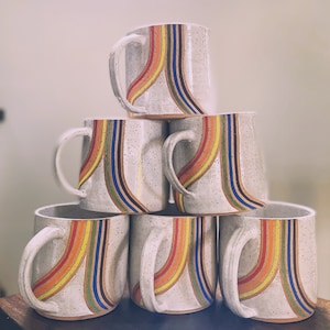 Handmade rainbow pottery mug image 3
