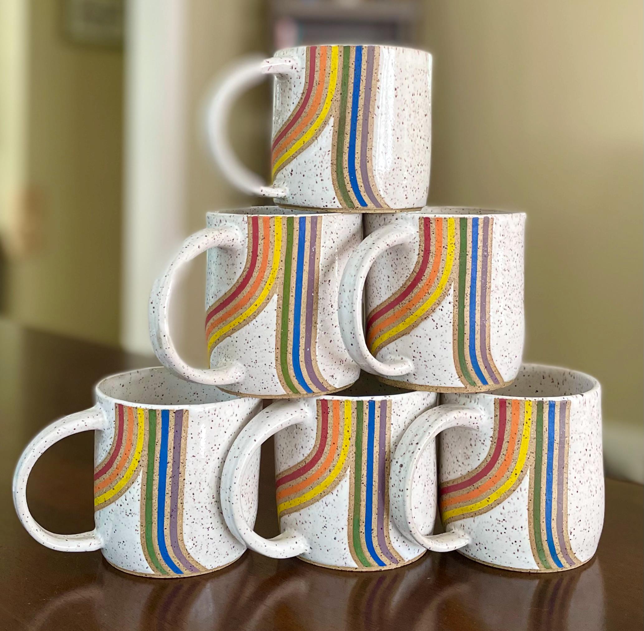 Whatever Retro Rainbow Pattern Ceramic Coffee Mug - 12 Oz, Dishwasher & Microwave Safe, Fun Novelty Gift - View #6